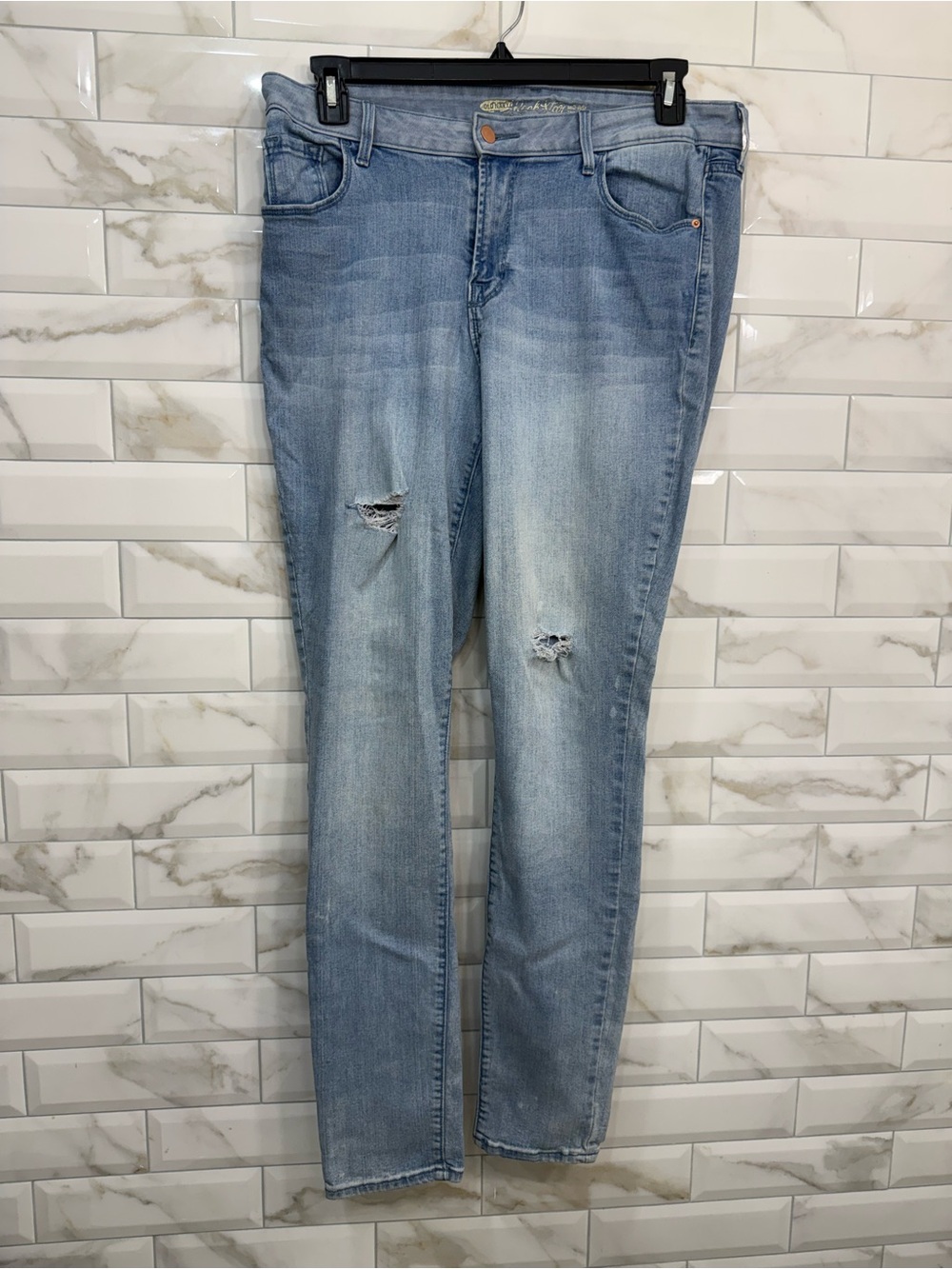 Old Navy Rock Star Light Blue Skinny Jeans with Distressed Knees